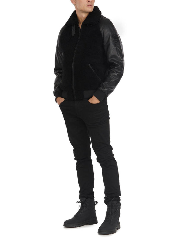 pajar canada Campbell Men's Shearling and Leather Varsity Jacket