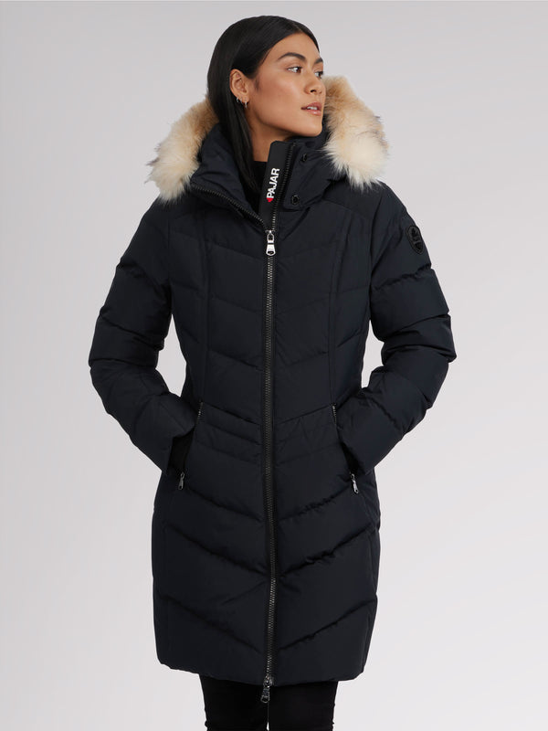 Pajar Canada January Women's Quilted Puffer W/ Faux Fur - BLACK