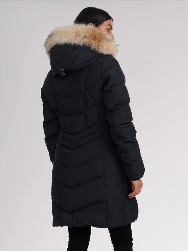 Pajar Canada January Women's Quilted Puffer W/ Faux Fur - BLACK