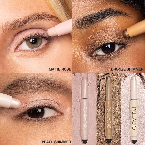 Palladio Bronze Pearl Radiance Eyeshadow Stick Trio None