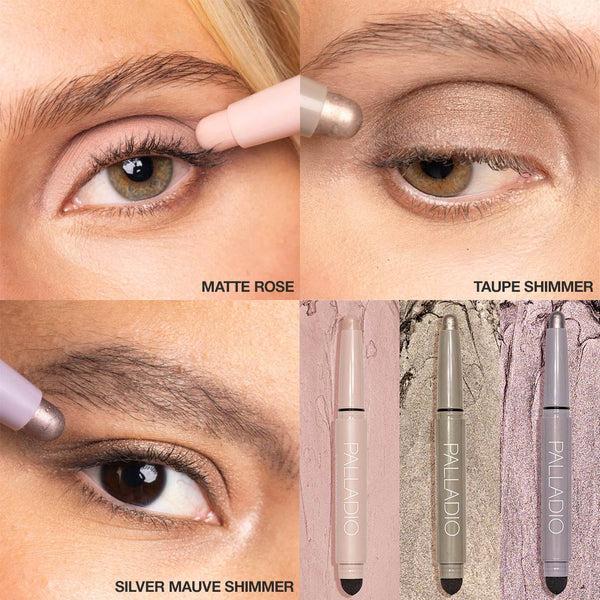Palladio Gleaming Rose Quartz Eyeshadow Stick Trio None