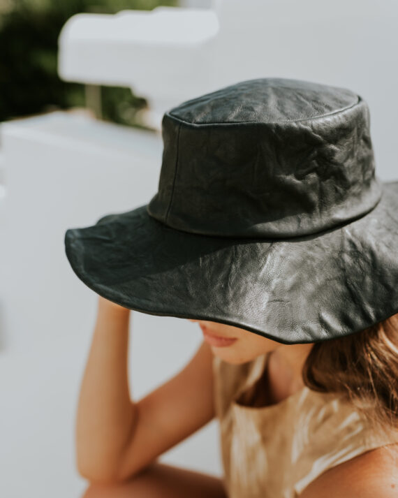 Pallas Black Leather Hat