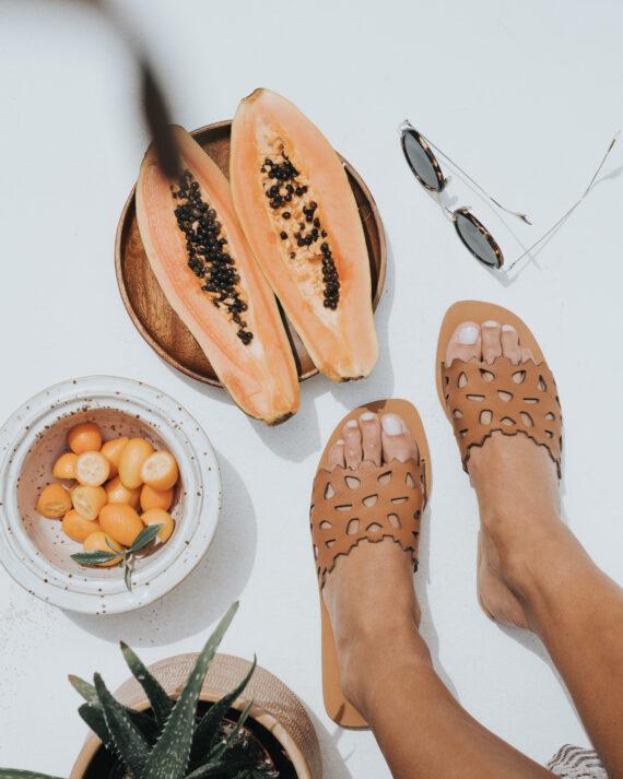 Pallas Tan Greek Slippers