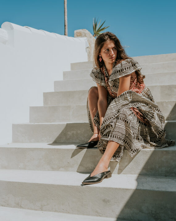 Pallas Tied Mules Black