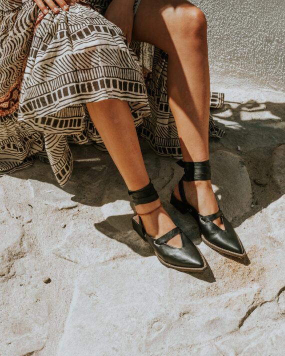 Pallas Tied Mules Black