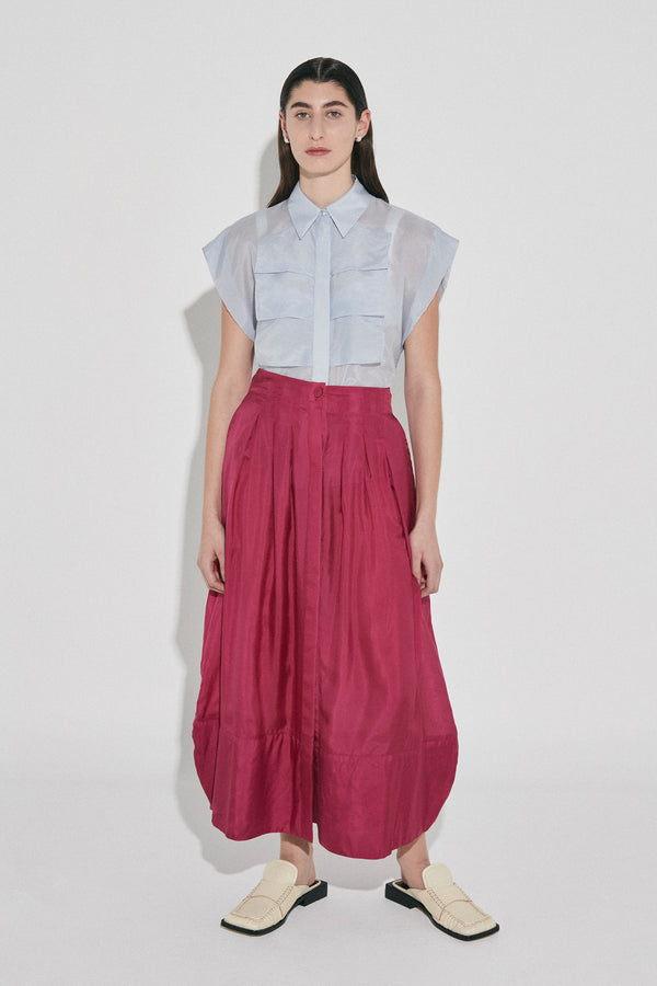 Palma Martîn Ablaze Silk Pleated Maxi Skirt | Fuchsia