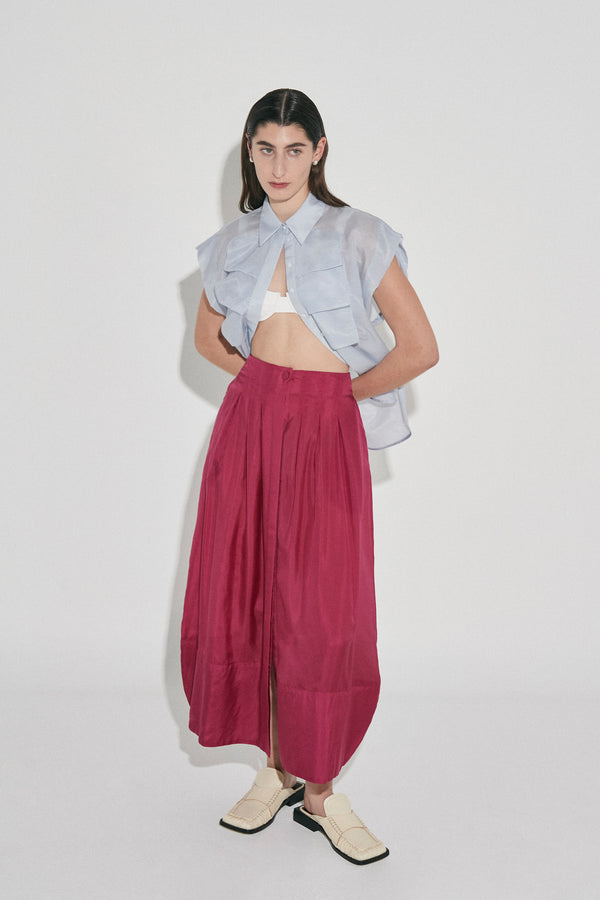 Palma Martîn Ablaze Silk Pleated Maxi Skirt | Fuchsia