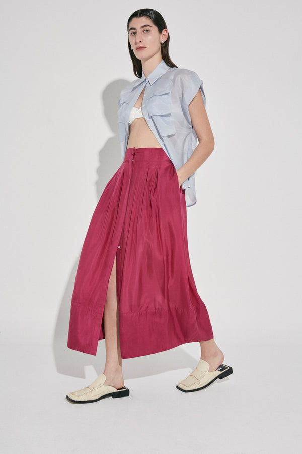 palma martîn Ablaze Silk Pleated Maxi Skirt | Fuchsia
