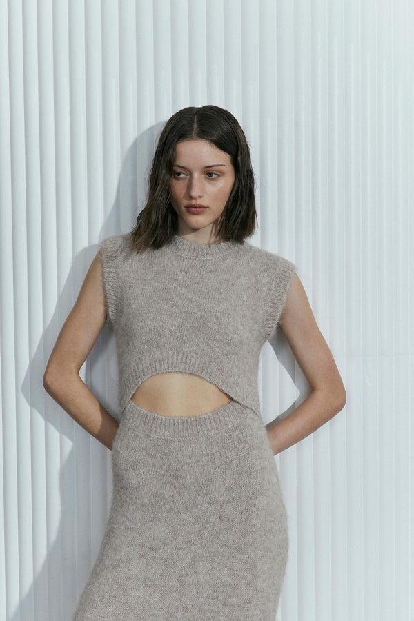 Palma Martîn Chiara Alpaca Wool Dress - Reversible Gray