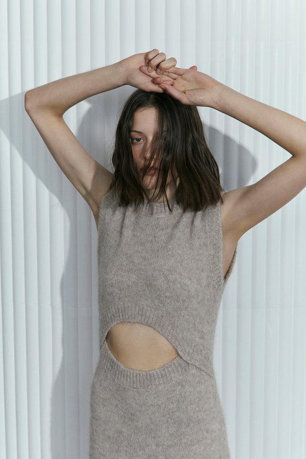 Palma Martîn Chiara Alpaca Wool Dress - Reversible Gray