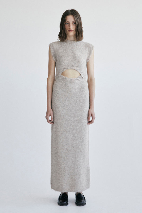 palma martîn Chiara Alpaca Wool Dress - Reversible gray