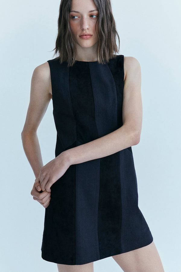 Palma Martîn Fellini Suede Panel Mini Dress Gray