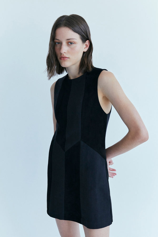 palma martîn Fellini Suede Panel Mini Dress gray