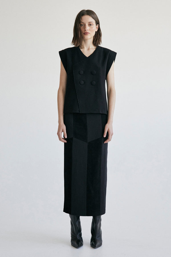 Palma Martîn Fellini Suede Panel Pencil Skirt Gray