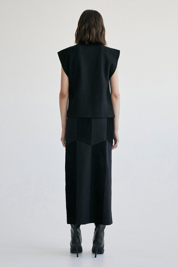 Palma Martîn Fellini Suede Panel Pencil Skirt Gray