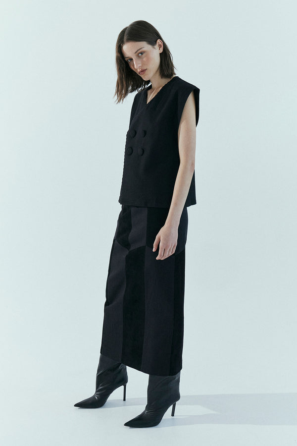 palma martîn Fellini Suede Panel Pencil Skirt gray