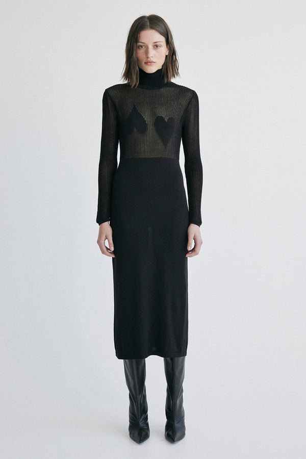 Palma Martîn Two Hearts Long-Sleeved Knitted Dress Gray