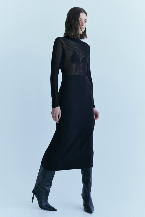 palma martîn Two Hearts Long-Sleeved Knitted Dress gray