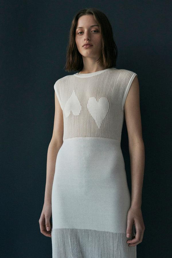 palma martîn Two Hearts Sleeveless Knitted Dress gray