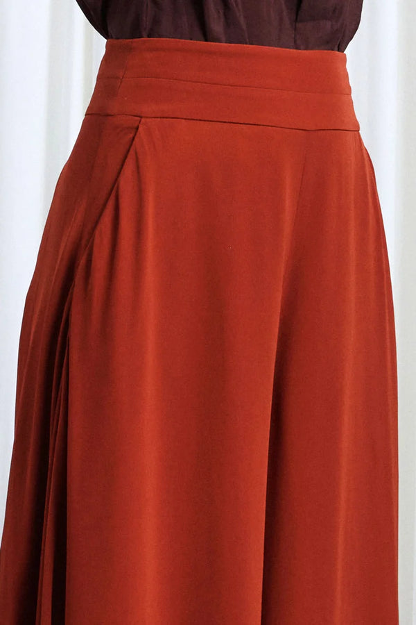 Palmer Harding Clarity Trousers Rust Crepe Wide Leg Trousers