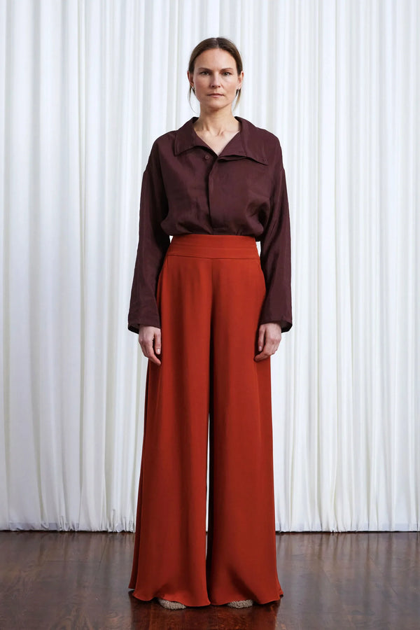 Palmer Harding Clarity Trousers Rust Crepe Wide Leg Trousers