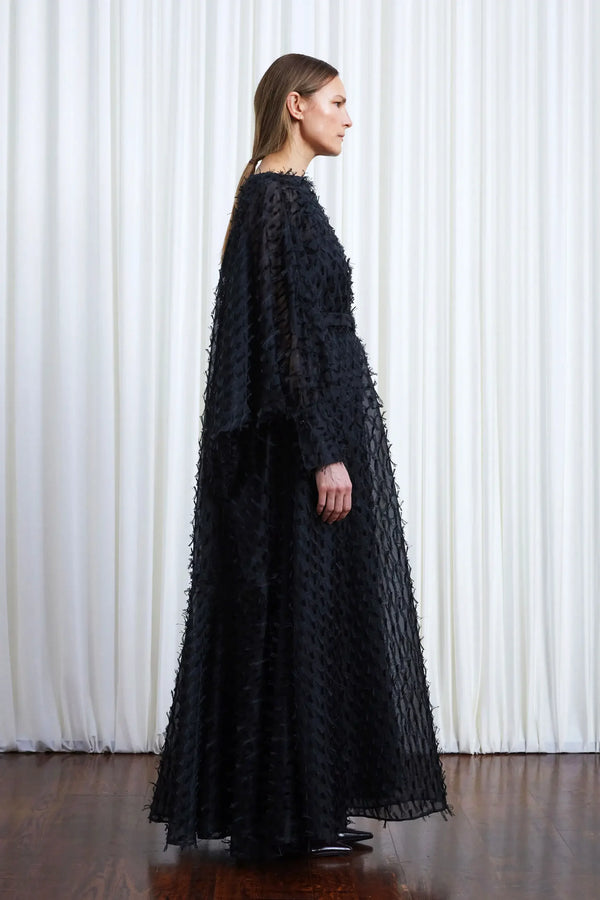 Palmer Harding Comfort Found Gown Black Organza Fringe