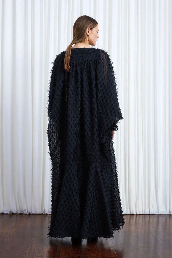 Palmer Harding Comfort Found Gown Black Organza Fringe