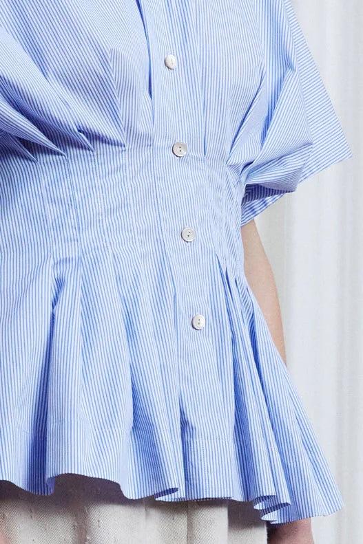 Palmer Harding Courage Shirt Blue Striped Pleated Waist Shirt