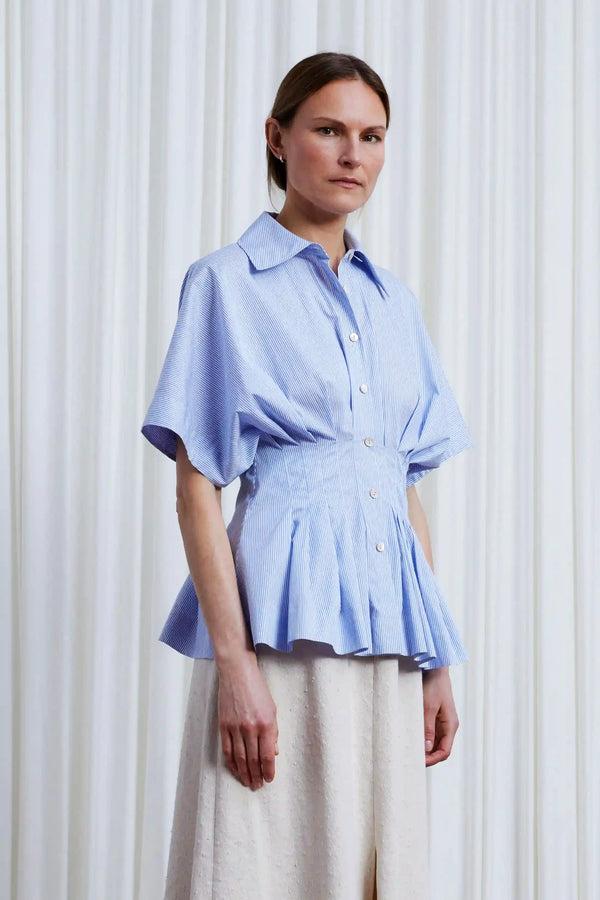 Palmer Harding Courage Shirt Blue Striped Pleated Waist Shirt