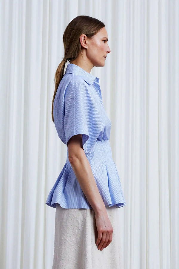 Palmer Harding Courage Shirt Blue Striped Pleated Waist Shirt