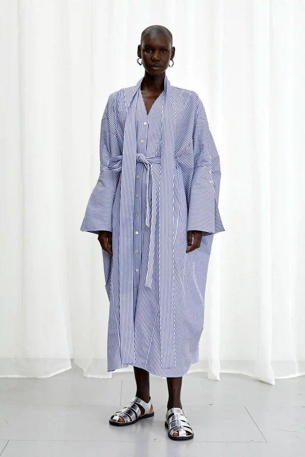palmer harding Emotive Dress blue striped cotton oversized dress