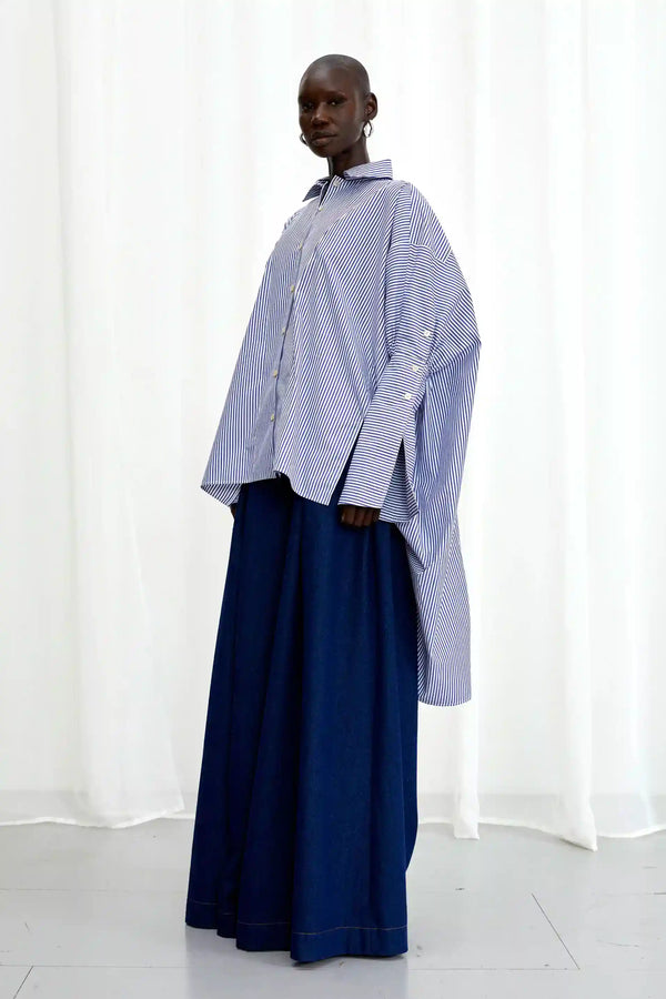 Palmer Harding Emotive Shirt Blue Striped Cotton Oversized Shirt