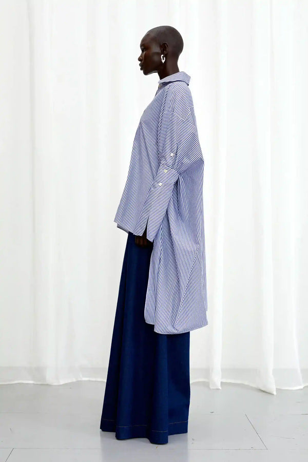 Palmer Harding Emotive Shirt Blue Striped Cotton Oversized Shirt