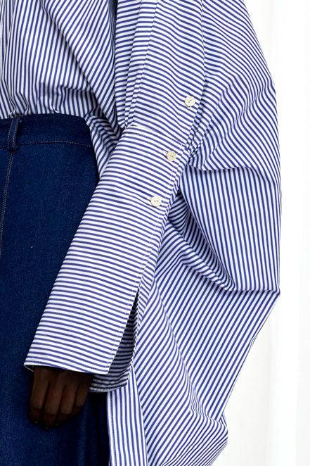 Palmer Harding Emotive Shirt Blue Striped Cotton Oversized Shirt