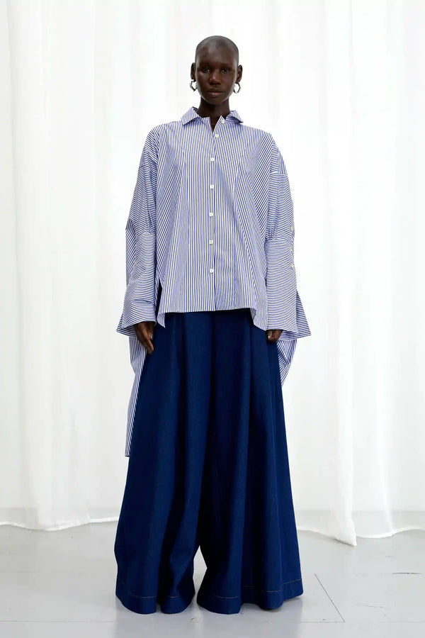 palmer harding Emotive Shirt blue striped cotton oversized shirt