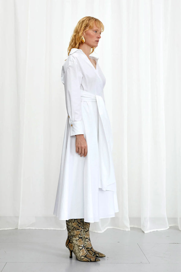 Palmer Harding Enfold Dress White Cotton Midi Dress