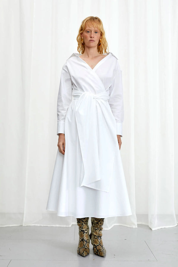 palmer harding Enfold Dress white cotton midi dress