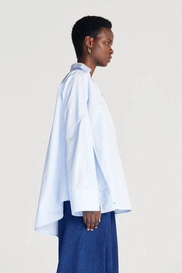 Palmer Harding Fracture Shirt Blue Cotton A-line Shirt