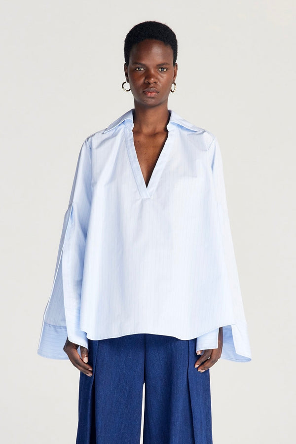 palmer harding Fracture Shirt blue cotton a-line shirt