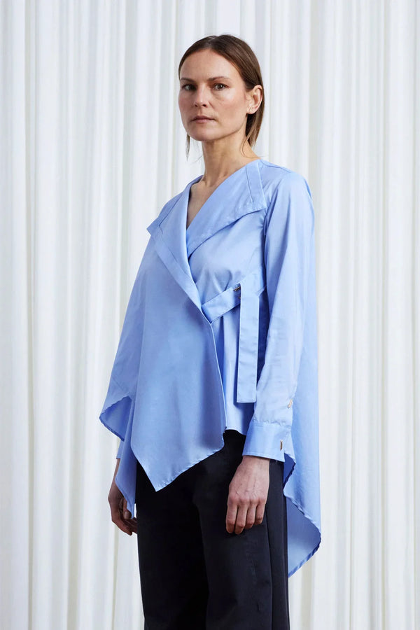 Palmer Harding Gentle Collide Shirt Blue Cotton Poplin