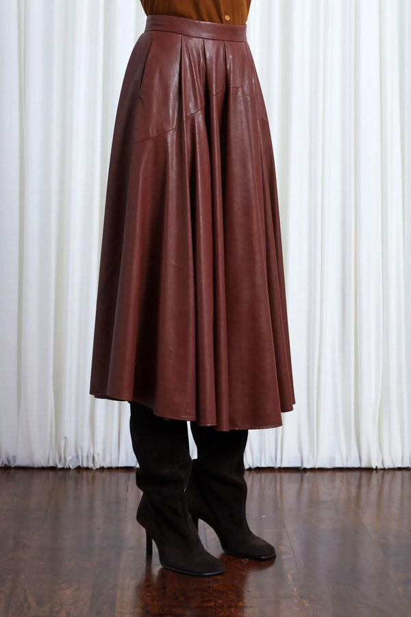 Palmer Harding Gentle Collide Skirt Mahogany Vegan Leather