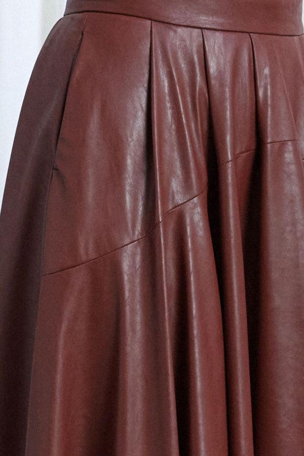 Palmer Harding Gentle Collide Skirt Mahogany Vegan Leather