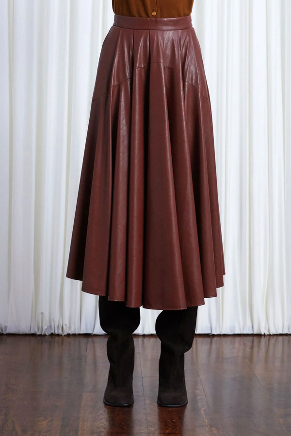 palmer harding Gentle Collide Skirt Mahogany Vegan Leather