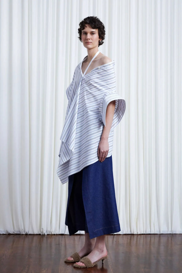 Palmer Harding Haven Shirt Striped Cotton Off Shoulder Loose Shirt