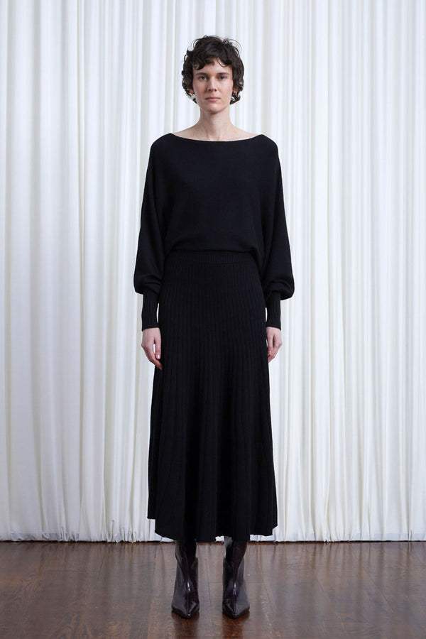 Palmer Harding Hazy Dress Black Wool Draped Knit Dress