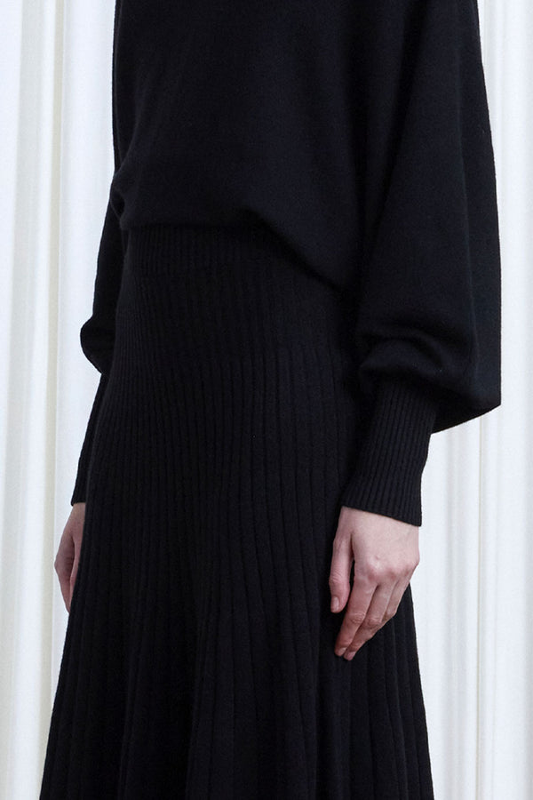 Palmer Harding Hazy Dress Black Wool Draped Knit Dress