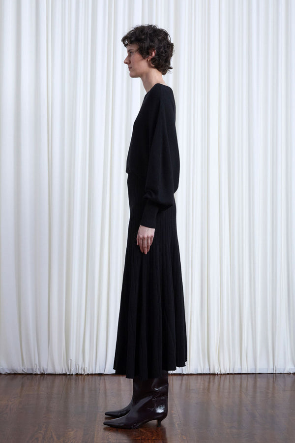 Palmer Harding Hazy Dress Black Wool Draped Knit Dress