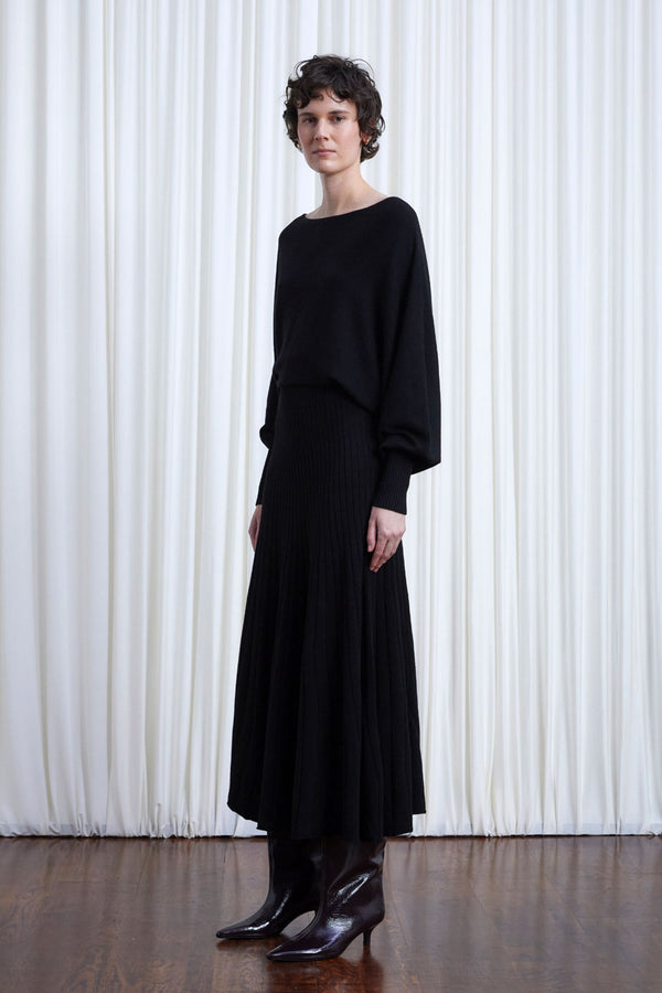 palmer harding Hazy Dress black wool draped knit dress