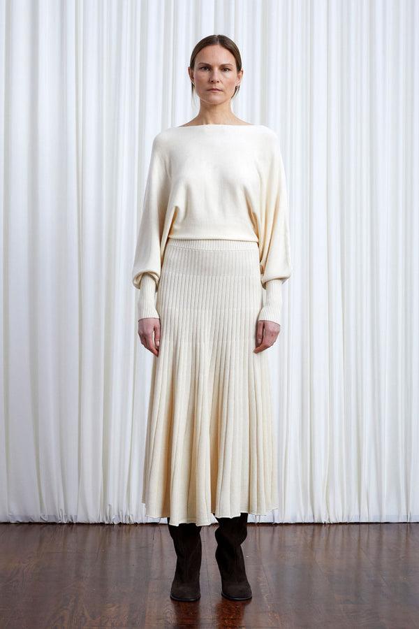 Palmer Harding Hazy Dress Cream Wool Draped Knit Dress