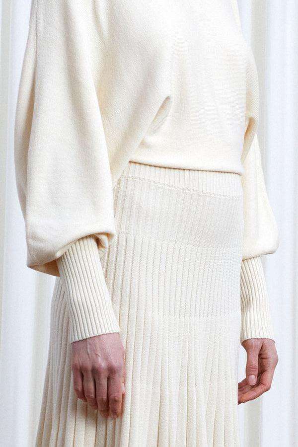 Palmer Harding Hazy Dress Cream Wool Draped Knit Dress